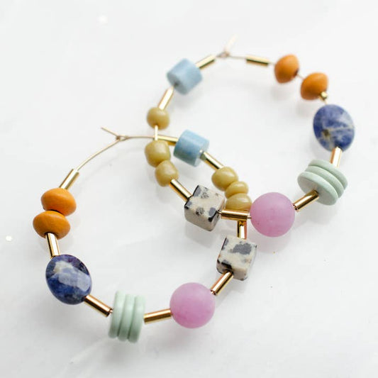 Gold Hoop Earrings With Colorful Beads - Auden Beaded Hoops By Jill Makes