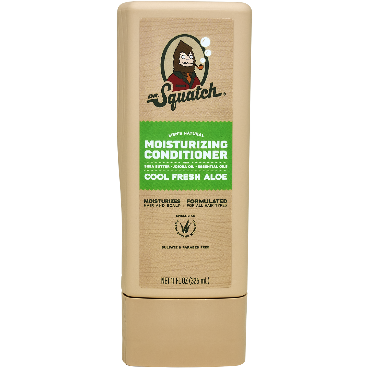 Dr. Squatch Conditioner | Cool Fresh Aloe, 11 fl oz (325 mL), with nourishing jojoba oil. Sulfate- and paraben-free formula in a beige bottle for men’s natural moisturizing care.