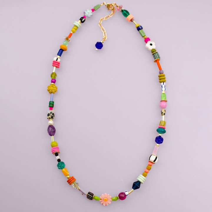 ’didi Beaded Necklace With Colorful Beads And Gold Clasp By Jill Makes’