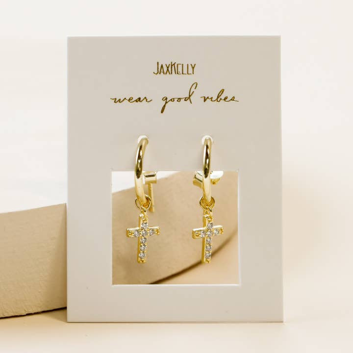 Gold Hoop Cross Earrings | JaxKelly