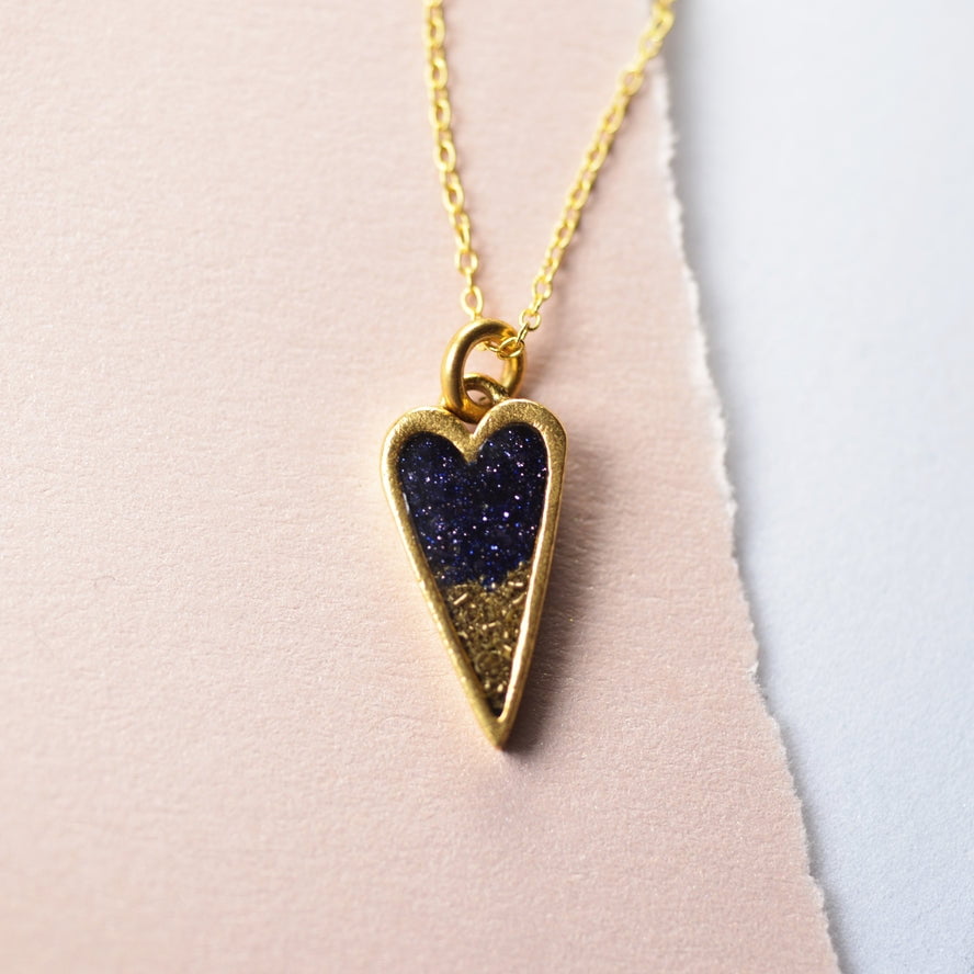 Gradient Gemstone Heart Necklace | Cameoko