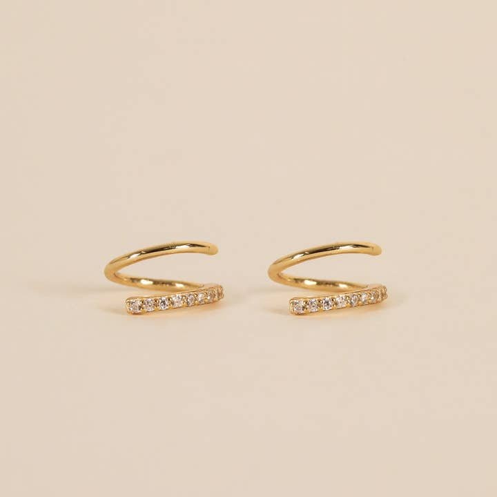 Pave Spiral - Gold Earrings | Jaxkelly - Jewelry