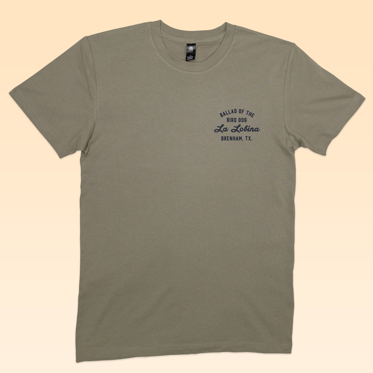 The Ballad of the Bird Dog La Lobina Shop Shirt features a stylish logo—ideal angler apparel for any bass fishing enthusiast.