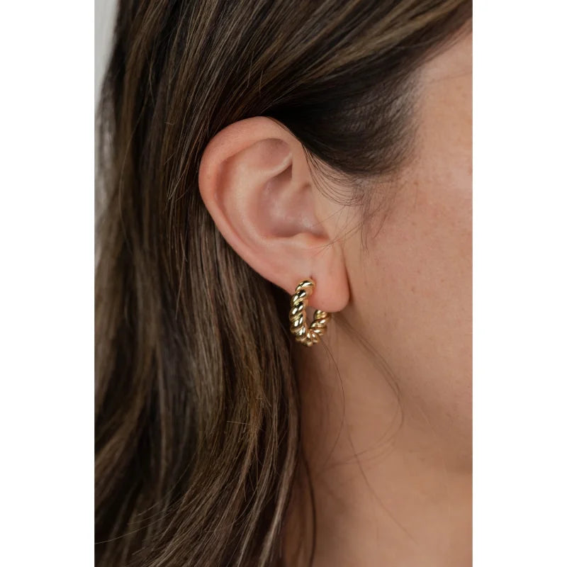 Earrings | Twisted Golden Hoop | Jaxkelly - Jewelry -