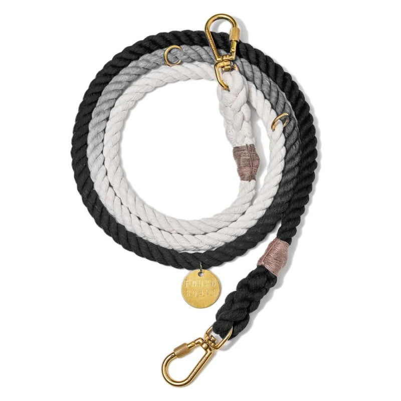 White And Black Hand-spliced Braid Dog Leash With Gold Hook From Leash | Multiple Colors | Found My Animal.