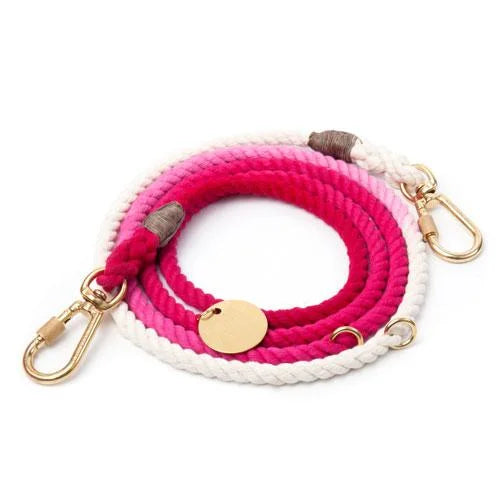 Pink And White Hand Spliced Dog Leash With Gold Metal Hook From Leash | Multiple Colors | Found My Animal.