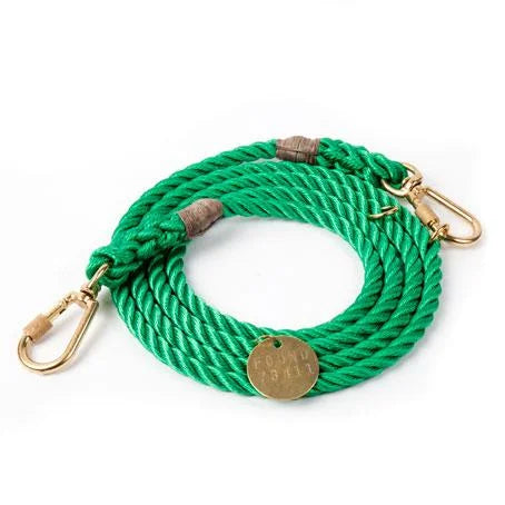 Green Hand Spliced Dog Leash With Brass Plate | Multiple Colors