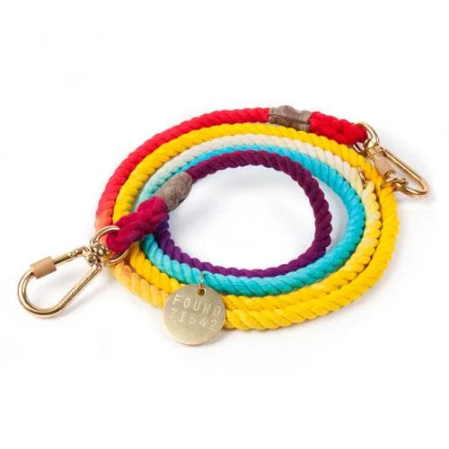 Colorful Hand-spliced Dog Leash With Brass Charm From Found My Animal