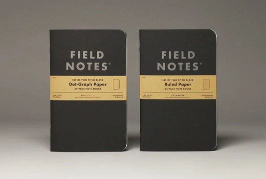 Pitch Black Notebook 2-pack By Field Notes With Gold Foil Cover Designs.
