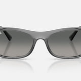 Front view of Ray-Ban 2226 Grey sunglasses with square frames and dark lenses displaying the Ray-Ban logo on the left lens, set against a plain white background.
