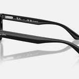 Polished black Ray-Ban RB2237 sunglasses with a phantos frame shown from a side profile.