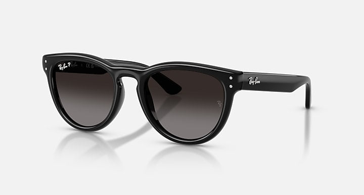 Ray-Ban RB2237 sunglasses with polished black Phantos frames, round lenses, and a gradient tint.
