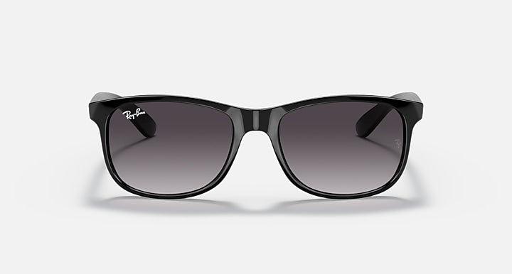 Front view of Ray-Ban 4202 Andy sunglasses in black with dark gradient lenses, displayed against a plain light background.