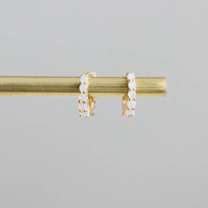 Mesa Blue Opal Huggie Hoop Earrings