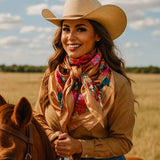 Rodeo Drive Tan Big Floral Wild Rag