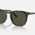 The Ray-Ban 2210 sunglasses feature green lenses and a classic Havana frame, shown against a plain white background.