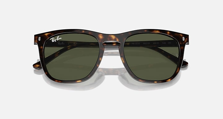 The 2210 | Ray-Ban sunglasses in Havana with dark green lenses are displayed front-facing against a plain light background.