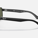 Side view of Ray-Ban 3530 sunglasses in black with dark lenses, showcasing the brand logo on the temples and inner arm—a classic street style eyewear pick.