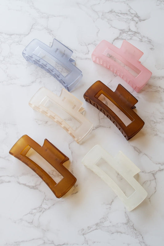 4 Inch Ice Matte Long Square Hair Clip | Tiepology