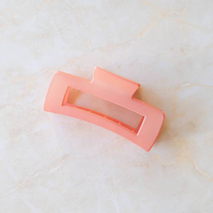 4 Inch Ice Matte Long Square Hair Clip | Tiepology - Blush