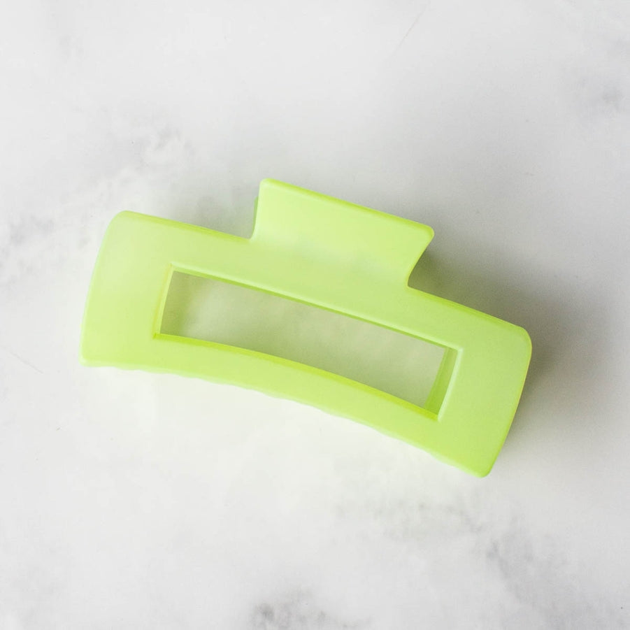 4 Inch Ice Matte Long Square Hair Clip | Tiepology - Lime