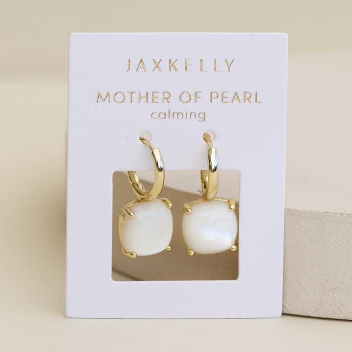 JaxKelly Gemstone Mini Drop — Mother of Pearl