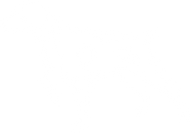 White silhouette of a dog in a walking position, facing left, on a light gray background.