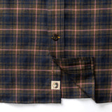 Blue and brown Cotton Flannel Sport Shirt Duck Head with a small circular logo patch near the bottom hem.