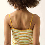 Sunbaked Striped Crochet Knit Buttoned Cami Top | Promesa