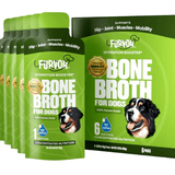 Furvor Bone Broth For Dogs - Mobility Support: a hydration booster with 6 servings, packed in packets and a box, contains glucosamine to support your dog’s hip, joint, and muscle health.
