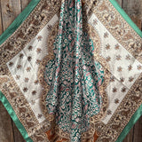 Rodeo Drive Teal, Brown and Tan Floral Wild Rag