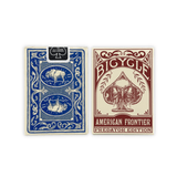 The Mollyjogger American Frontier Two Deck Card Set includes one blue box with bison and wolves, and one cream box with red "Bicycle American Frontier Predator Edition" text and a wolf, celebrating iconic wildlife in premium playing card detail.