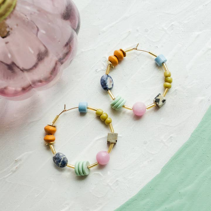 Colorful Beaded Hoop Earrings - Auden Beaded Hoops From Jill Makes