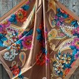 Rodeo Drive Tan Big Floral Wild Rag