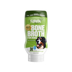 Furvor's Bone Broth For Dogs - Mobility Support, a green bottle labeled human grade with 30 servings, features a dog image and highlights glucosamine benefits for joints, hips, mobility, and overall vitality.