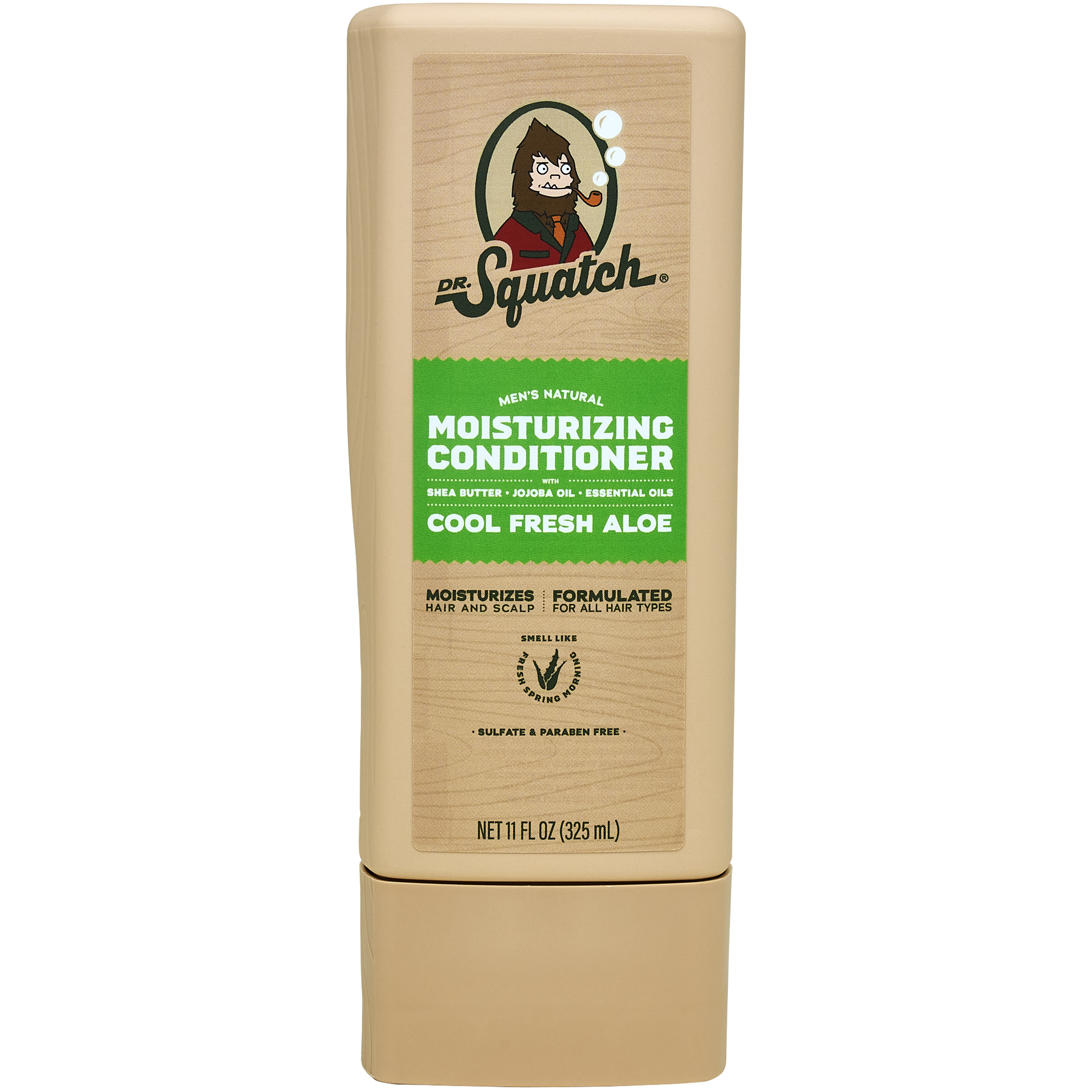 Dr. Squatch Conditioner | Cool Fresh Aloe, 11 fl oz (325 mL), with nourishing jojoba oil. Sulfate- and paraben-free formula in a beige bottle for men’s natural moisturizing care.