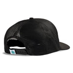 The Cowboy Hat by Sendero Provisions Co. is shown from the back, featuring an adjustable snap closure and a tag with a blue-green plant graphic—ideal for keeping your noggin cool in style.