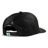 The Cowboy Hat by Sendero Provisions Co. is shown from the back, featuring an adjustable snap closure and a tag with a blue-green plant graphic—ideal for keeping your noggin cool in style.