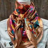 Rodeo Drive Tan Big Floral Wild Rag