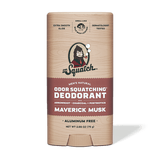 A 2.65 oz (75 g) stick of Dr.Squatch Deodorant | Maverick Musk, featuring a wood-grain look and labeled aluminum free.
