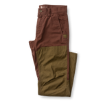 Brown and olive green Duck Head Field Canvas Briar Pant with reinforced panels on the front of the legs for abrasion resistance.
