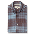 Folded Cotton Flannel Sport Shirt Duck Head in a blue and brown plaid pattern with a button-down collar.