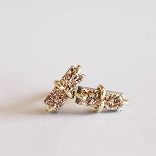 Earrings | Druzy Bar - Rose Gold | Jaxkelly - Jewelry - Rose