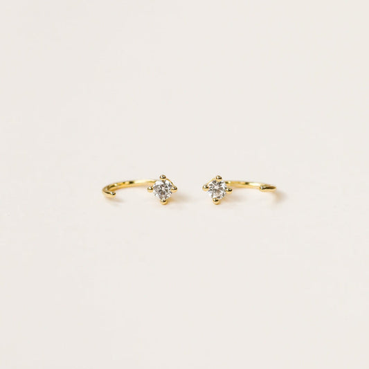 Gold And Diamond Huggies White Earrings From Jaxkelly
