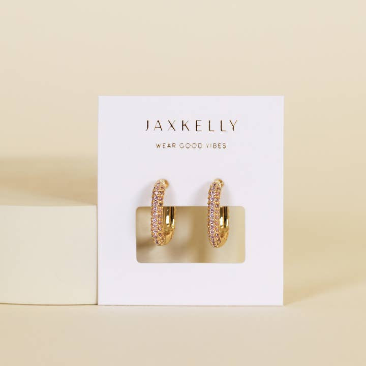 Earrings | Pavé Pink Hoop | Jaxkelly - Jewelry - Good