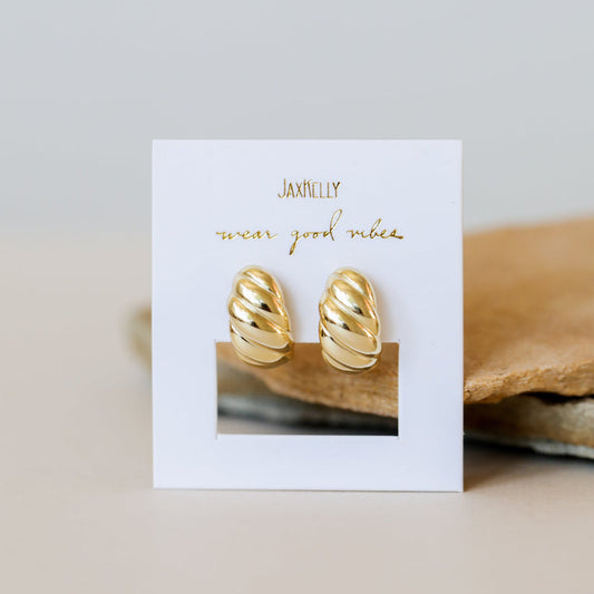 Earrings | Swirl Hoop | Jaxkelly - Gold - Jewelry -
