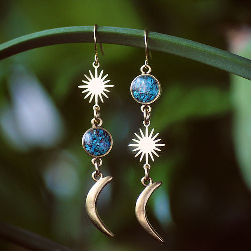 Earrings | Twin Stars Dangle | Cameoko - Lapis - Jewelry -