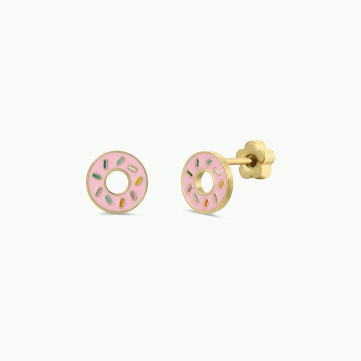 JaxKelly Donut Enamel Flat Back Kids Earrings