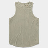 The Duck Camp Essential drirelease® Tank, a light olive green sleeveless top made from ultra-soft fabric, is shown laid flat on a white background.