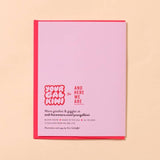 A pink and red funny "Every Day Better Valentines Day Card" by And Here We Are, featuring the text "YOUR GAL KIWI AND HERE WE ARE," with website and copyright details at the bottom.